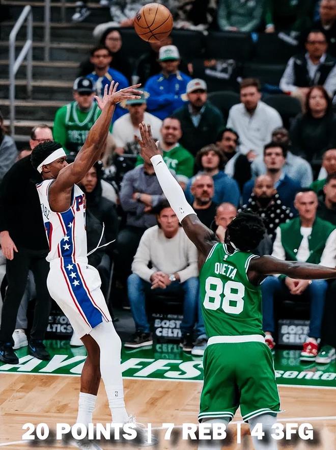 76人爆冷逆转凯尔特人，大比分1-1扳平